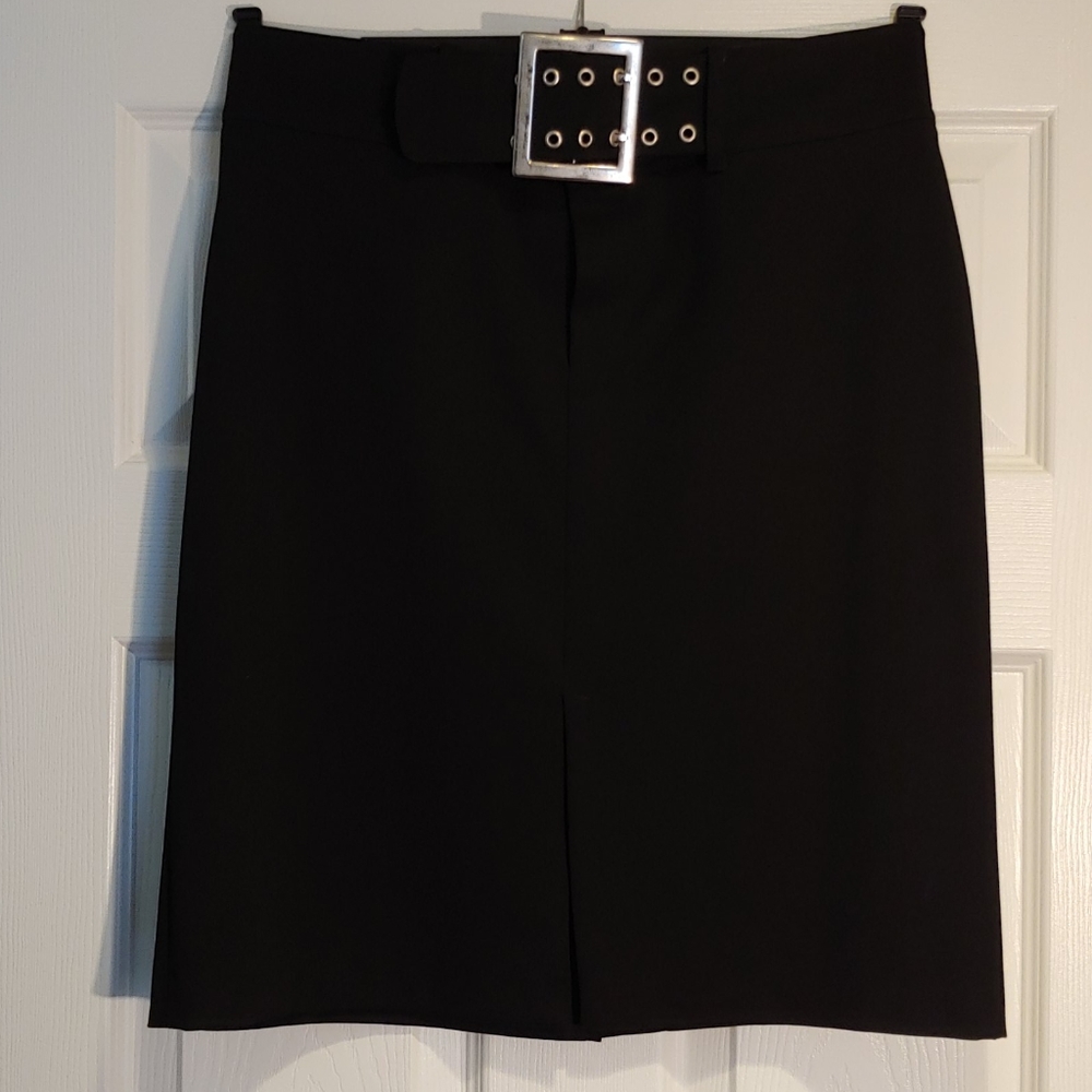 Vertigo Black Pencil Slit Skirt Buckle